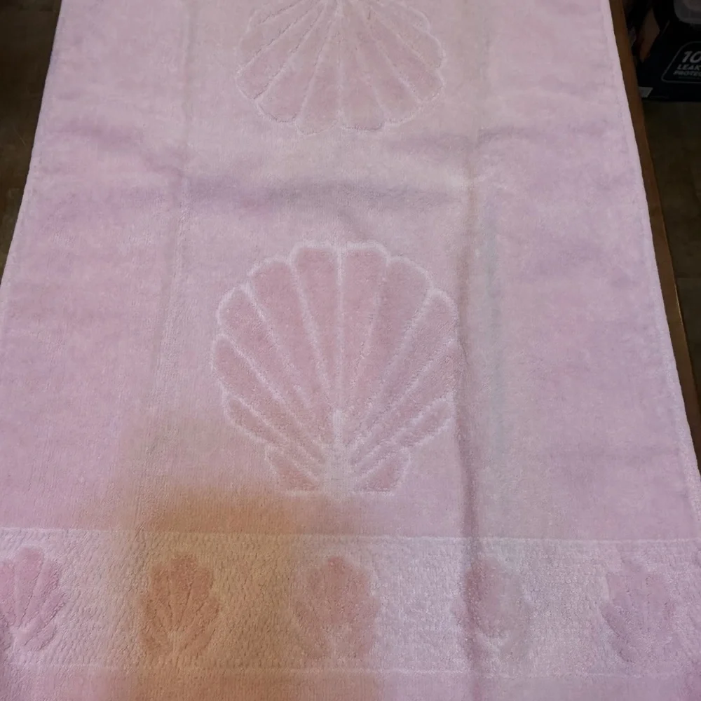 Vintage Soft Pink Seashell Cotton Bath Towel Hand Towel Set The HOME collection